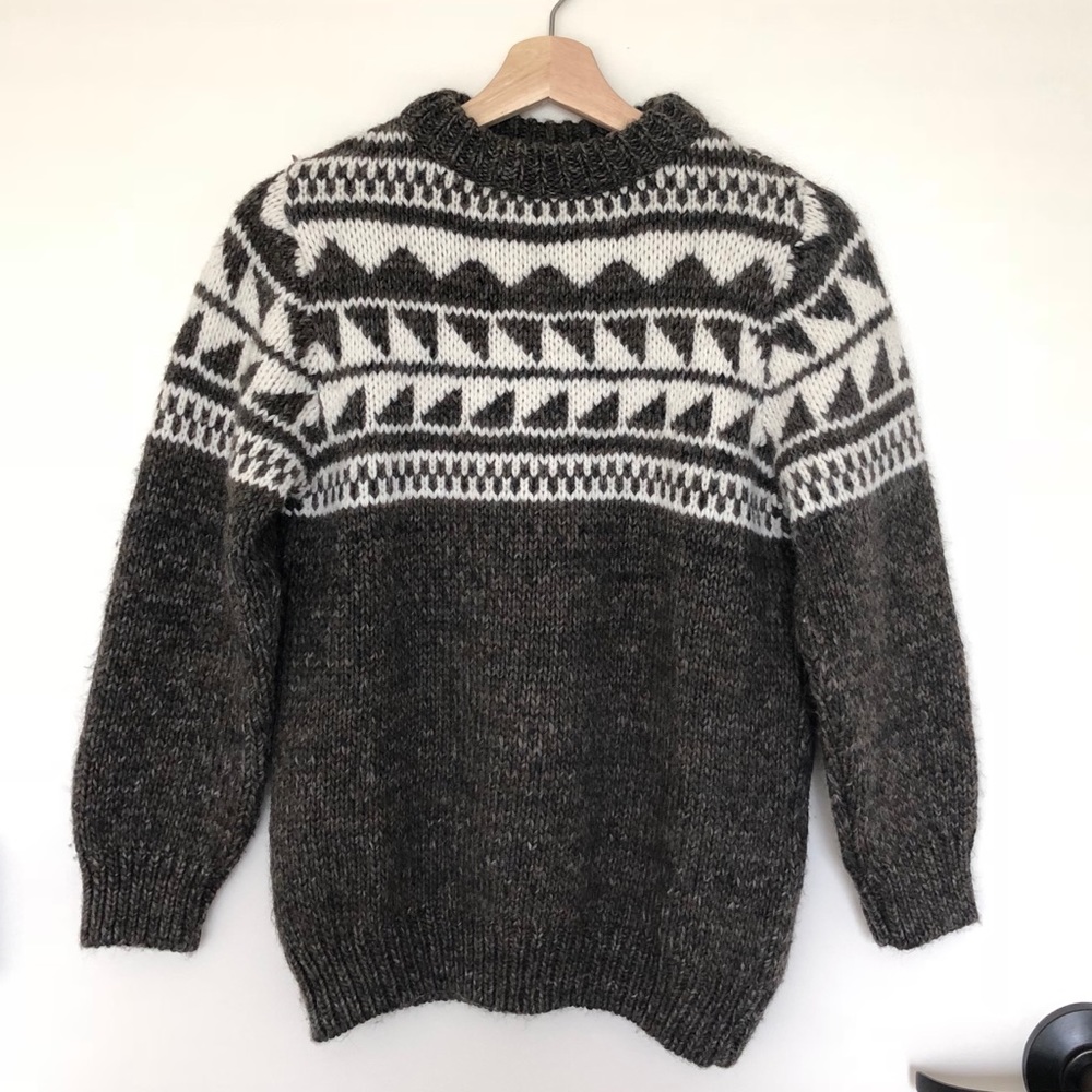 ZARA Boys Brown/Cream Wool Crewneck Sweater